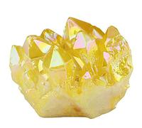 mookaitedecor Energie Pierres et Cristaux Géode Druse Cristal Decoratif Quartz Irregulier pour Maison Decoration,Enduit de Titane Jaune Citron