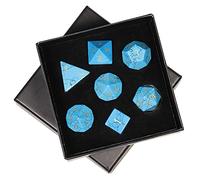 mookaitedecor Ensemble de 7 dés en DND polyédrique en Cristal, Dés de Pierres polies pour la décoration de la Maison de Jeux de Table RPG MTG, Howlite Bleu