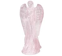 mookaitedecor Figurine Ange Gardien en Pierre de Cristal Naturelle, Statue d'ange priant en Pierre sculptée à la Main pour la décoration de la Maison et Protection, Quartz Rose