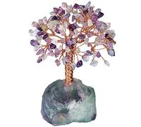mookaitedecor Fluorite Arbre de Vie Decoration,Polie Pierres et Cristaux Socle en Minéraux Naturelle Pierre Semi Précieuse Guérison Déco