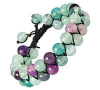 mookaitedecor Fluorite Bracelet en Pierre Semi Précieuse,Réglable Bracelet Perles Double Couche Fait Main pour Unisexe
