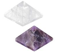 mookaitedecor Hauteur 15mm à 27mm Améthyste Cristal de Roche Pyramide Pierre Protection Lithothérapie Naturelle,Cristal énergie Figurine,Lot de 2
