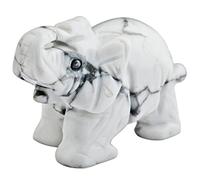 mookaitedecor Howlite Turquoise Blanc Statuette Elephant Decoration,Figurine Sculpté en Pierre Guérison Statue Décor Table,1.5 Pouces