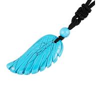 mookaitedecor Howlite Turquoise Bleu Aile d'ange Pendentif Collier Pierre Bijoux pour Femme Homme avec Cordon Ajustable