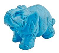 mookaitedecor Howlite Turquoise Bleu Statuette Elephant Decoration,Figurine Sculpté en Pierre Guérison Statue Décor Table,1.5 Pouces