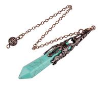 mookaitedecor Howlite Turquoise Verte Pendule Pierre Radiesthésie Divinatoire Esoterisme Cristal Energie Cône à Facettes Cuivre Rétro