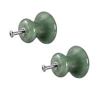 mookaitedecor Lot de 2 boutons d'armoire champignon en cristal avec vis, Boutons et poignées de tiroir décoratifs en pierre polie pour porte placard cuisine, Aventurine Verte