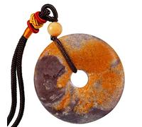 mookaitedecor Naturelle Pendentif Donut Rond Cristal avec Cordon Ajustable | Collier Pierre Protection pour Homme Femme