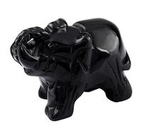 mookaitedecor Obsidian Noir Statuette Elephant Decoration,Figurine Sculpté en Pierre Statue Décor Table,1.5 Pouces