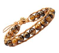 mookaitedecor Oeil de Tigre Bracelet Pierre Protection Reiki, Yoga Chakra Bracelet Tressé Cuir Réglable pour Femme Homme