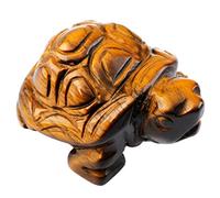 mookaitedecor Oeil de Tigre Jaune Statuette Tortue Decoration,Figurine Sculpté en Pierre Guérison Statue Décor Table,1.5 Pouces