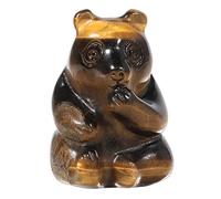 mookaitedecor Oeil de Tigre Mini Figurine d'ours en Pierre sculptée, Statue en Pierre de Poche d'animal en Cristal de Reiki pour la décoration de Table et de bonsaï