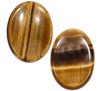 mookaitedecor Oeil de Tigre Pierre d'inquiétude polie pour Le Pouce, Pierre de Cristal de Poche Naturelle Ovale pour la méditation et Le soulagement du Stress, Lot de 2