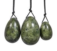 mookaitedecor Oeuf de Yoni en Jade Vert Naturelle,Pierres de Massage pour Femme Renforcer Muscles du Plancher Pelvien,Ensemble de 3 Pièces avec Ficelle