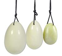 mookaitedecor Oeuf de Yoni en Xiuyan Jade Verte Naturelle,Pierres de Massage pour Femme Renforcer Muscles du Plancher Pelvien,Ensemble de 3 Pièces avec Ficelle