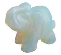 mookaitedecor Opalite Statuette Elephant Decoration,Figurine Sculpté en Pierre Guérison Statue Décor Table,1.5 Pouces