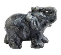 Mookaitedecor Ornement en forme d’Éléphant - Statue de Reiki en Pierre Précieuse de Guérison - Décoration de Maison, 3,8 cm, Pierre, Labradorite