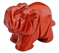 Mookaitedecor Ornement en forme d’Éléphant - Statue de Reiki en Pierre Précieuse de Guérison - Décoration de Maison, 3,8 cm, Pierre, Stripes Red Jasper