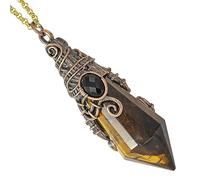 mookaitedecor Pendule à Pendentif Pointe de Cristal hexagonale avec chaîne en métal, Pendule en Pierre de Cristal Reiki pour la Divination et la radiesthésie, Oeil de Tigre
