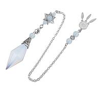mookaitedecor Pendule à Pointe de Cristal de Reiki à facettes pour Pendentif en Pierre de Quartz Pointu Divination avec capteur de rêves et étoile Merkaba, Opalite