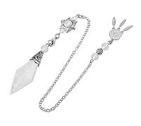 mookaitedecor Pendule à Pointe de Cristal de Reiki à facettes pour Pendentif en Pierre de Quartz Pointu Divination avec capteur de rêves et étoile Merkaba, Cristal de Roche