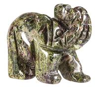 mookaitedecor Pierre de Sang de Dragon Statue d'éléphant en Cristal Sculpture sculptée à la Main, Reiki Poche Pierre Figurine Porte-Bonheur décor à la Maison, 1.5 Pouces