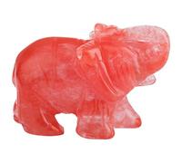 mookaitedecor Quartz aux Cerises Statuette Elephant Decoration,Figurine Sculpté en Pierre Guérison Statue Décor Table,1.5 Pouces