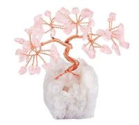 mookaitedecor Quartz Rose Arbre de Vie Decoration Pierre Énergie,Socle en Géode Cristal de Roche Naturelle pour Reiki Guérison