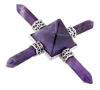 mookaitedecor Reiki Feng Shui Pyramide avec 4 Pierre Points,énergie Cristaux pour Chakra Guérison Cristal Décor