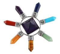 mookaitedecor Reiki Feng Shui Pyramide avec 7 Pierre Points,énergie Cristaux pour Chakra Guérison Cristal Décor