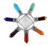 mookaitedecor Reiki Feng Shui Pyramide avec 7 Pierre Points,énergie Cristaux pour Chakra Guérison Cristal Décor
