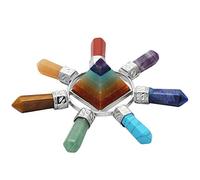 mookaitedecor Reiki Feng Shui Pyramide avec 7 Pierre Points,énergie Cristaux pour Chakra Guérison Cristal Décor