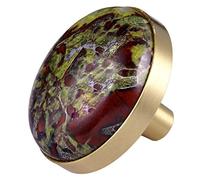 mookaitedecor Rond Naturelle Pierre Dragon Héliotrope Boutons de Portes Tiroirs Armoire Meuble,Poignée Placard Bouton Cristal pour Commode Cuisine,Lot de 2