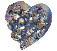 mookaitedecor Spécimen de géode de grappe de Cristal Naturel en Forme de Coeur revêtu de Titane Décoration de la Maison en Pierre de Cristal de Quartz de Roche de Reiki