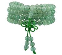 mookaitedecor Tibétain Mala Bracelet 108 Perles Pierres Élastique Collier Bouddhistes Chakra,Aventurine Verte
