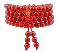 mookaitedecor Tibétain Mala Bracelet 108 Perles Pierres Élastique Collier Bouddhistes Chakra,Cornaline