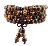 mookaitedecor Tibétain Mala Bracelet 108 Perles Pierres Élastique Collier Bouddhistes Chakra,Oeil de Tigre