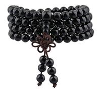 mookaitedecor Tibétain Mala Bracelet 108 Perles Pierres Élastique Collier Bouddhistes Chakra,Onyx Noir