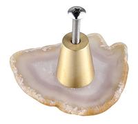 mookaitedecor Tranche Agate Blanc Boutons de Portes Tiroirs Armoire Meuble,Poignée Placard Bouton Pierre Naturelle pour Commode Cuisine,Lot de 4