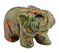 mookaitedecor Unakite Statuette Elephant Decoration,Figurine Sculpté en Pierre Guérison Statue Décor Table,1.5 Pouces