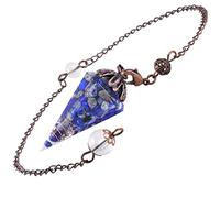 mookaitedecor Vortex Divinatoire Pendule Radiesthésie Lapis Lazuli Pierre Prisme Hexagone Cristal Facette pour Divination Voyance Esotérisme