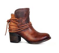 Mooke Bottines pour Femmes Steampunk avec Talons Épais - Médiévale Rétro Cosplay Femme Guerrière Style Britannique en Cuir PU À Lacets Chaussures À Bout Rond,Marron,41