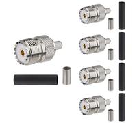 MOOKEERF SO239 Lot de 5 connecteurs à sertir SO-239 UHF femelle, adaptateur connecteur coaxial PL259 RF pour câble RG58/RG142/RG400/LMR195/KSR195/3D-FB