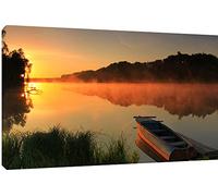 MOOL "Sunset Misty Lake" Canvas Wall Art Print, Multi-Colour, Large, 32 x 22-Inch