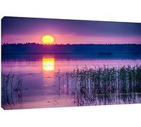 MOOL Toile Murale Motif Coucher de Soleil sur lac kanieris Art Print, Violet, Grand, 32 x 56 cm