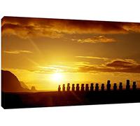 MOOL Toile Murale Motif Lever du Soleil en île de Pâques Art Print, Jaune, Grand, 32 x 56 cm