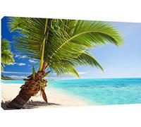 MOOL Toile Murale Motif Palm Tree Lagon Art Print, Bleu, Grand, 32 x 56 cm