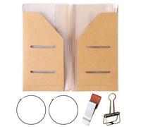 Mooliwe 1 kit d'accessoires pour carnet de voyage comprenant un dossier de voyage en kraft, une trousse à fermeture éclair, un porte-stylo, un clip de classeur et des bandes élastiques (taille