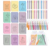 Mooliwe 24 Set Positive Affirmation Gift Set Gratitude Notebooks with Pens Keychains Small Bags Motivational Party Favors for Adult Women Coworkers Employee Group (Pastel)