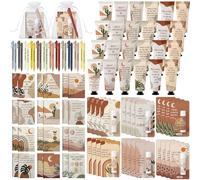 Mooliwe Coffret cadeau 120 pièces Boho Affirmation en vrac, cadeaux de | Positive Self Care Favors avec baume à lèvres, crème pour les mains, carnet, stylos, sac, sacs à friandises de motivation